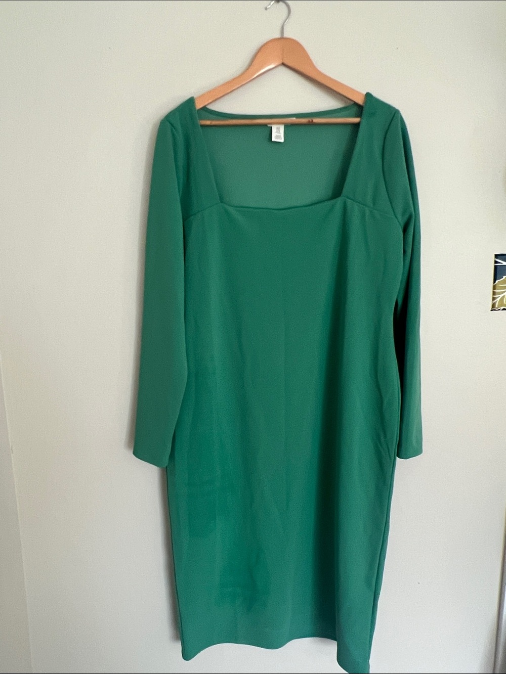H&M Emerald Green Long-Sleeve Square Neck Dress